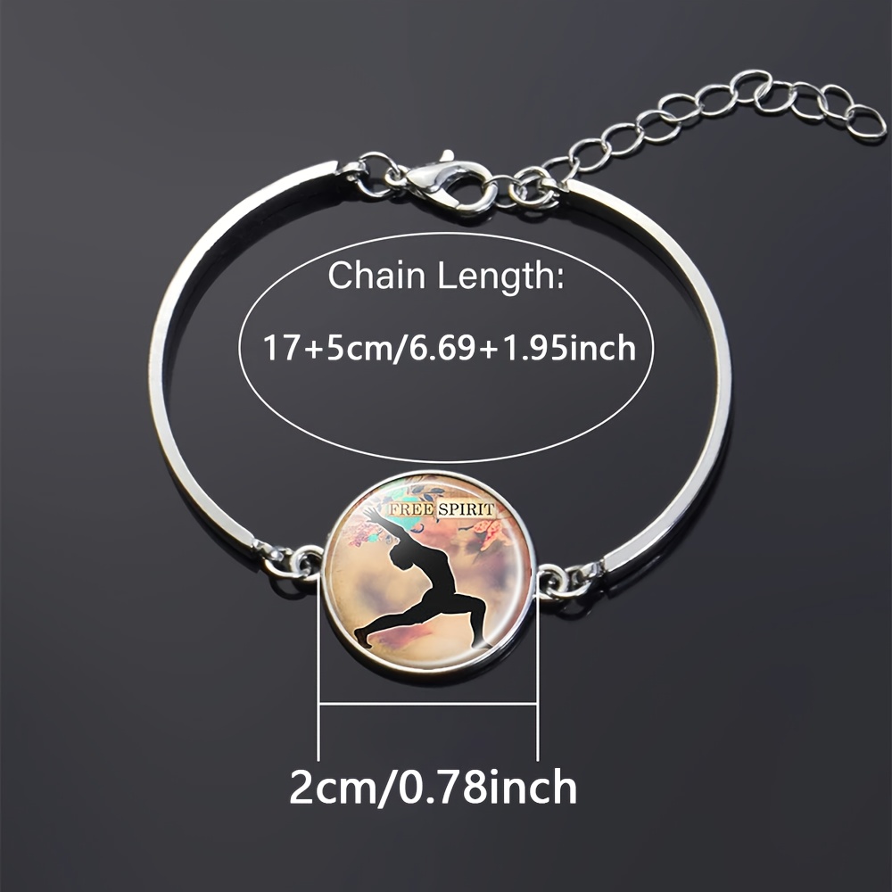 Adjustable White Flat Glass Bracelet Featuring Free-Spirited Dancer